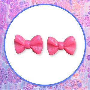 Hot Pink Bow Stud Earrings